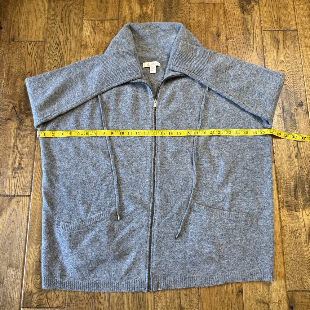 Ellen Tracy Full Zip Jacket Womens Sz M Grey 100% Wool Drawstring Collar - Picture 4 of 6